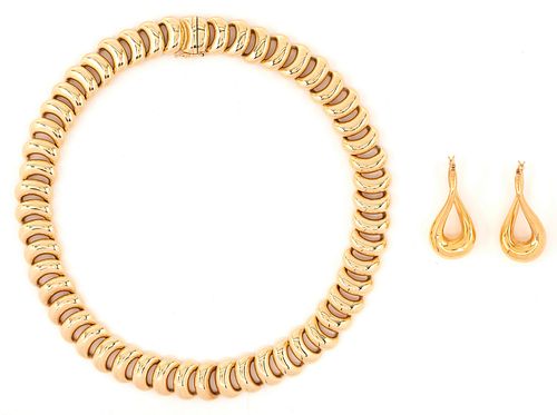 14K Italian Necklace plus Earrings