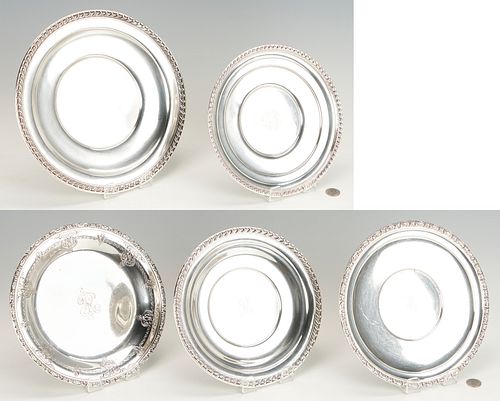 5 Sterling Silver Hollowware Plates, incl. Wallace, International