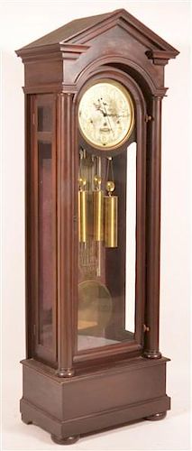 Vintage Empire Style Mahogany Tall Case Clock.