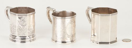 3 Coin Silver Cups or Mugs incl. Krider, Gale & Hayden