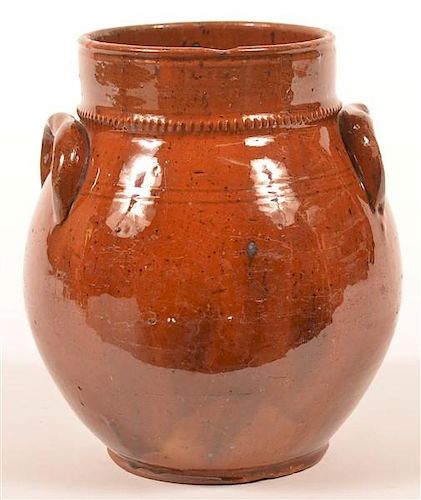 Redware Jar Attributed to Medinger Pottery.