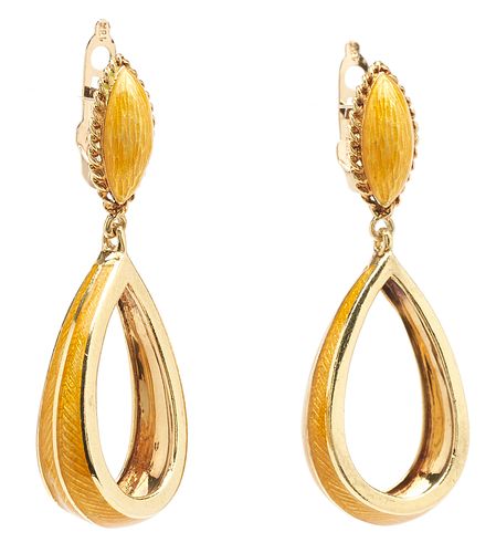 Pair 18K Gold Earrings, Marked Tiffany