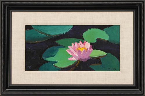 Harold Kraus O/B Painting, Water Lily
