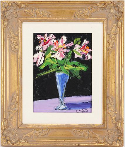 Harold Kraus O/B Painting, Small Vase of Flowers