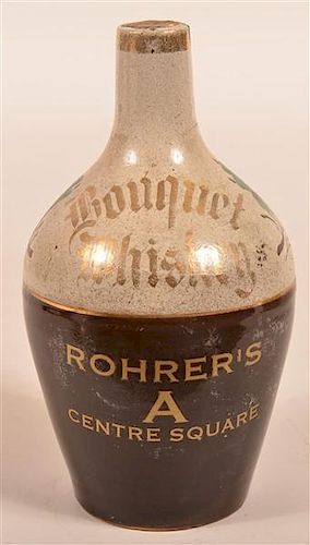 Rohrer's A Whiskey Stoneware Advertising Jug.