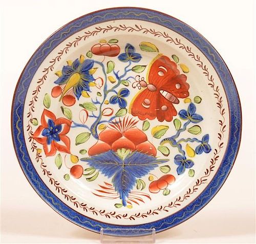Gaudy Dutch Soft Paste China Butterfly Plate.