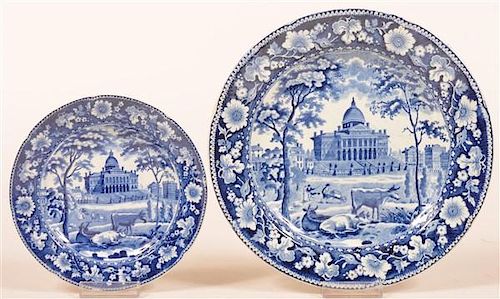 Two Historical Blue Boston State House Plates.
