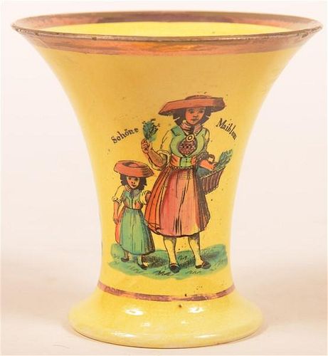 Canary Yellow Lustre Hard Paste Spill Vase.