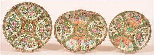 Three Pieces Rose Medallion Oriental Porcelain.