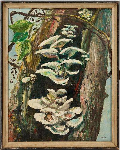 Dixie Durham O/C Painting, Tree Frog and Lichen