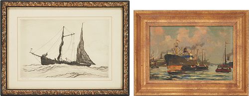 2 Maritime Works, Inc Reynolds Beal Etching & Small Harbor Scene