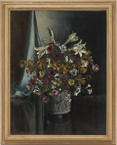 Margaret E. Wilson O/C Still Life with Spring Flowers