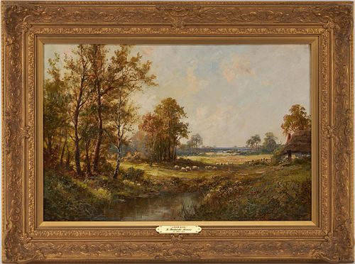 English School O/C Pastoral Landscape Painting, L. Richards
