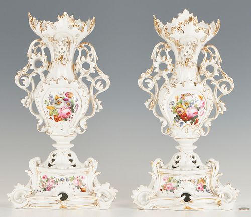 Pair of 19th C. Old Paris Porcelain Potpourri Vases