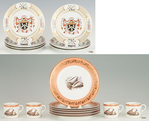 17 Pcs. Mottahedeh Porcelain, incl. Natchez Shell & Armorial