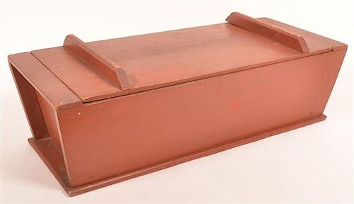 PA Softwood Dough Box with Red Paint.
