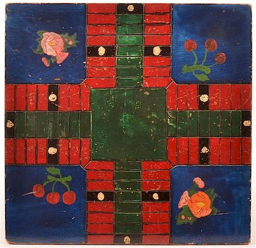 Lancaster Amish Paint Decorated Game Board.