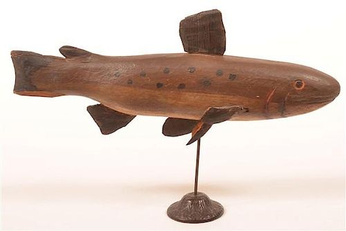 Carved and Painted Wood Folk Art Fish Decoy