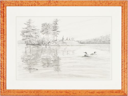 Peter Corbin Landscape Drawing with Ducks