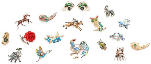 16 Alice Caviness Brooches & Pr. Judith Leiber Earrings