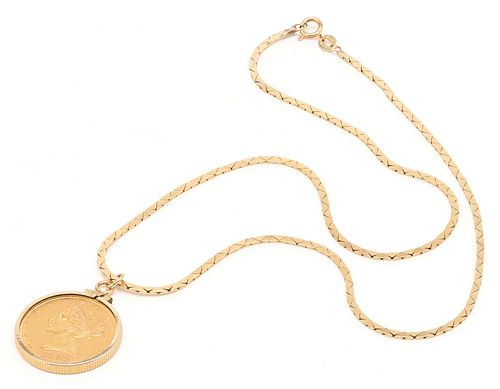 $5 Dollar Liberty Gold Coin Necklace