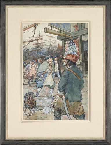 John Gordon Hargrave W/C Painting, Pirates