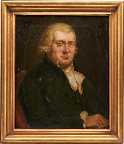 American School Portrait of a Gentleman with Book, O/C, 18th Century