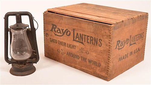 Rayo No. 0 Hot Blast Lantern and Box.
