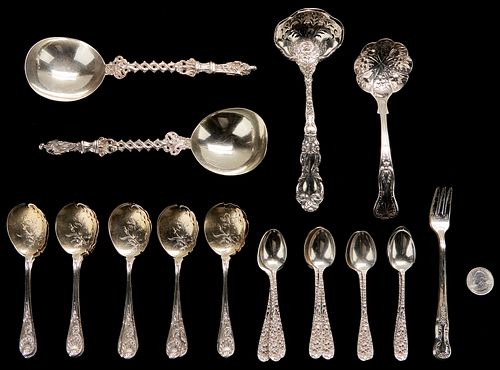 28 pcs Assorted Silver Flatware, incl. Gorham, English, French & Repousse