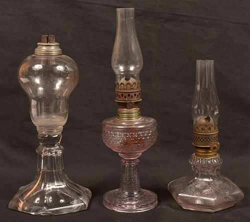 Three Various Antique Fluid Lamps.