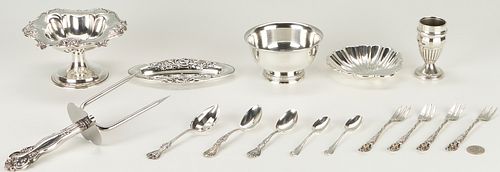 15 pcs sterling silver incl. candy bowls, flatware