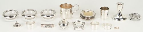 26 Assorted Sterling Items, incl. Napkin Rings, Butter Pats and Mug