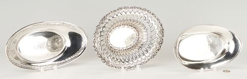 3 Whiting Sterling Silver Bread Trays, incl. Louis XV