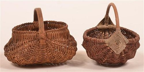 Two Antique Miniature Woven Baskets.