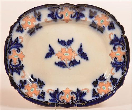 Early Flow Blue Staffordshire China Large Platter.