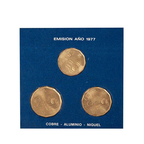Tres monedas del mundial Argentina 1978. Peso: 17.2 g.