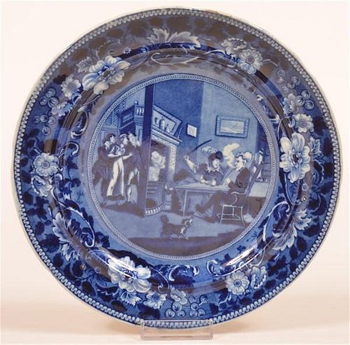 Historical Staff. Blue Transfer China Plate.