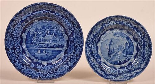 Two Staffordshire Blue Transfer China Plates.