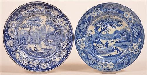 Two Staffordshire Blue Transfer China Plates.