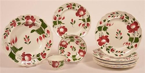 11 Pieces of Staff. Early Adams Rose China.