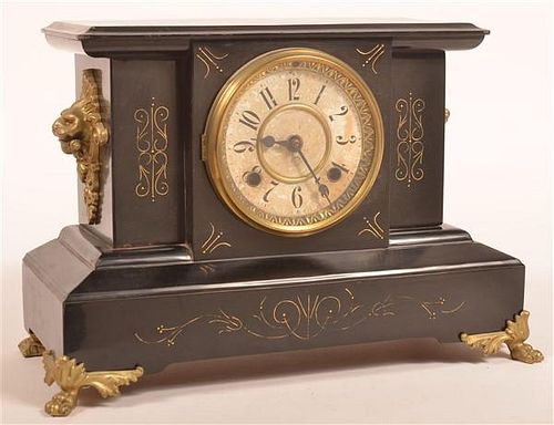 New Haven Enameled Metal Case Mantel Clock.