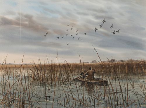 Noel Dunn (b. 1939), Canvasback Hunting
