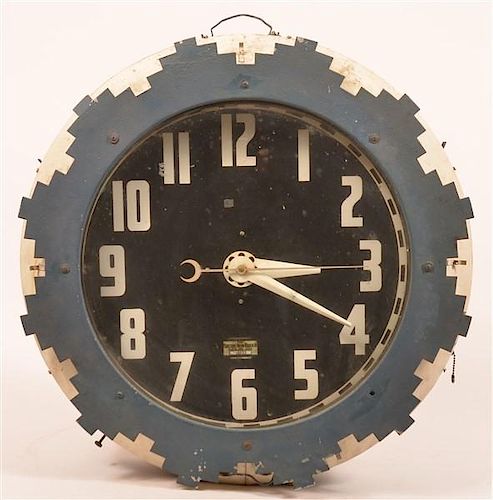 Art Deco Tin and Metal Painted Wall Clock.