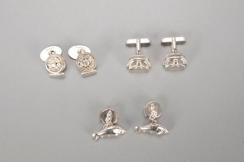 Three Sets of Sterling Silver Cuff Links