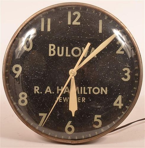 Bulova "R.A. Hamilton, Jeweler" Wall Clock.