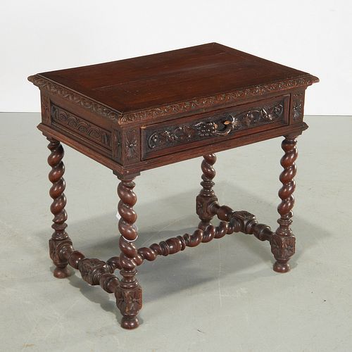 Louis XIII style carved oak side table