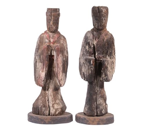 CHINESE CARVED WOODEN FIGURES