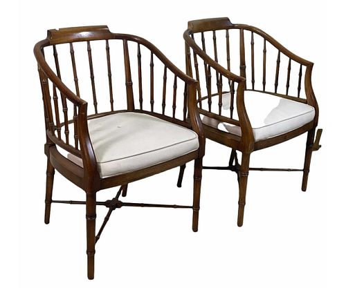 PAIR OF VINTAGE DREXEL FAUX BAMBOO ARMCHAIRS