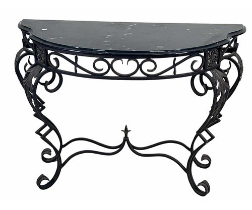 IRON CONSOLE WITH MARBLE TOP
