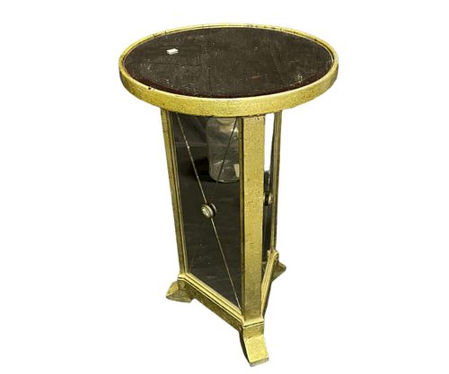 MIRRORED TOP & BASE GILT METAL ACCENT TABLE